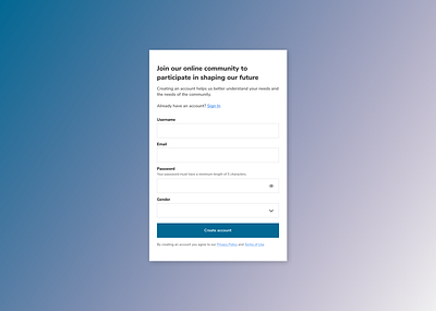 DailyUI - 001 - Sign Up clean cms form form fields input fields interface
