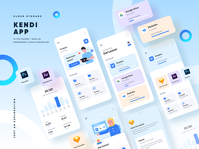 Kendi - Management Cloud Storage App android app chart clean cloud dashboard folder homepage hosting ios management mobile product design server storage typography ui ux