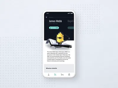 Space Probes App animation app astronomy bepicolombo design graphic design illustration illustrator invision studio jameswebb mobile mobile app nasa planet probes scientific space ui ux vector
