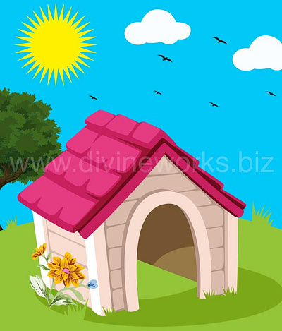 Dog House Vector Illustration adobe illustrator animal house vector dog house vector graphic design pet house vector vector art vector design vector illustration