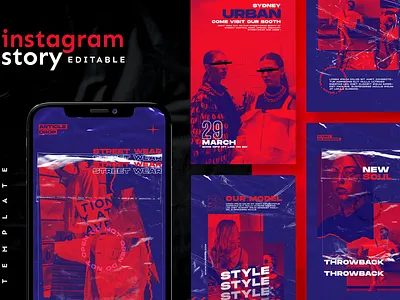 [DUOTONE] INSTAGRAM STORIES TEMPLATE advertising design girl hypebeast illustration instagram instagram stories instagram template logo modern social media design social media pack streetwear template template ui youth