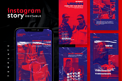 [DUOTONE] INSTAGRAM STORIES TEMPLATE advertising design girl hypebeast illustration instagram instagram stories instagram template logo modern social media design social media pack streetwear template template ui youth