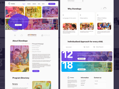 Standiago School Landing Page children clean clean ui company design gradient landing layout light mobile pantone portfolio portfolio design responsive design school startup style uiux web webdesign