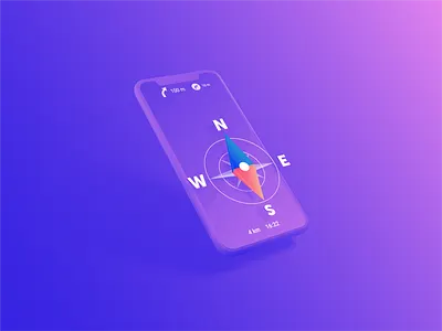 Your Personal Navigator App 3d app compass design east gradient guide illustration isometry logo mobile app navigation navigator north south ui ux vector way west