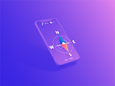 Your Personal Navigator App 3d app compass design east gradient guide illustration isometry logo mobile app navigation navigator north south ui ux vector way west