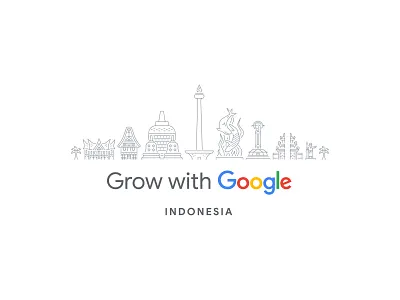 Grow with Google Indonesia borobudur equator monument gapura bali google grow illustration indonesia line art monas rumah gadang surabaya statue toraja house vector