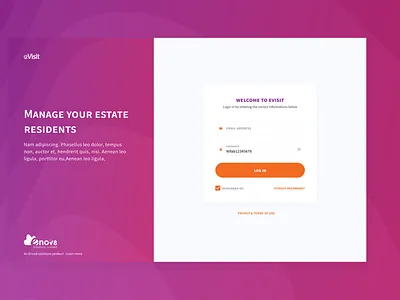 Login screen checkbox desktop gradient login orange password registration resident user interface visit welcome