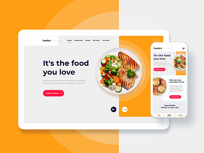 Comfort Restaurant Mockup design graphic illustration landing page landing page design mobile mock up ui ui ux ux design ux ui design webdesign