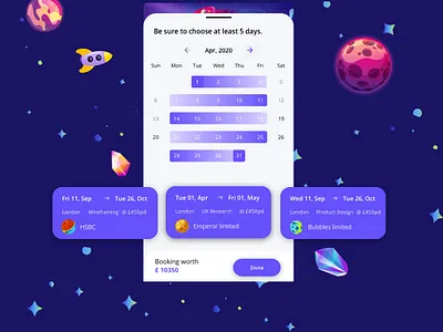 Job Bay - Freelancer's Calendar booking calendar cards component freelance freelancer product design ui ux uxui