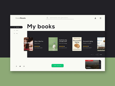 Goodreads - Webdesign color design experience design grid identity kit layout logo minimal redesign ui uiux ux webdesign website design xd design