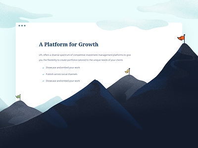 Growth section for LPL brand design flag growth illustration minimal mountain summit typography ui ux webdesign website