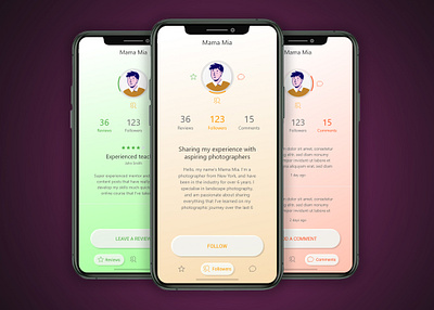 Teacher's profile UI design app design education app interface mobile app mobile ui design prototype teacher ui ui ux user experience user interface ux design wireframe