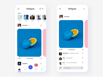 Mobile app - Instagram app design app designer clean design elegant graphic illustration instagram minimal scandinavian simple ui ui design ui designers ux design