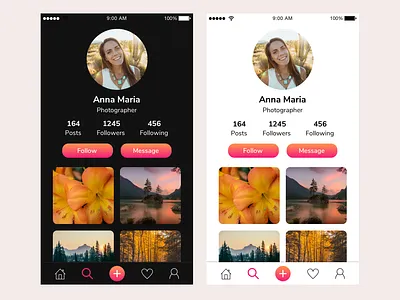 User Profile - Daily UI app appui creative dailyui dailyuichallenge instagram ui ui design uidesign uiux user profile ux ux design uxdesign