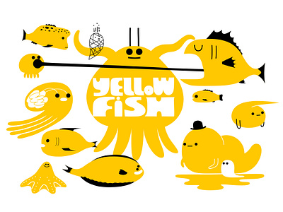 somethings in the water animal branding cartoon character colour design dribbble fantasy fish food illustration jellyfish mascot yellow