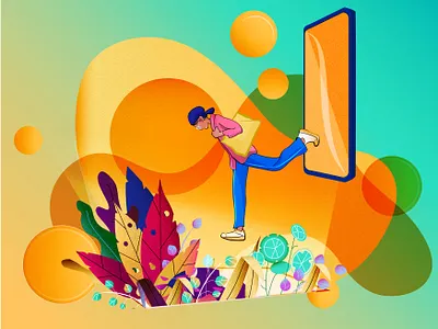 Open Door Illustration design door explore flat graphic design illustration jump open ux vector website women women in illustration