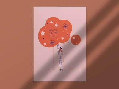 Sleeping in the tree character design editorial illustration illustration loretaisac minimalist motivational quotes sleeping in the tree typogaphy