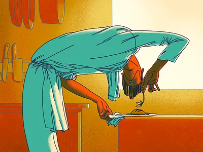For the Garnish bon appetit character chef cooking digital art drawing editorial food illustration lighting narrative procreate publishing