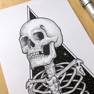 Skull art black white drawing illustration ink skull