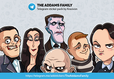 Stcikers : The Addams Family addams family caricature sticker stickers