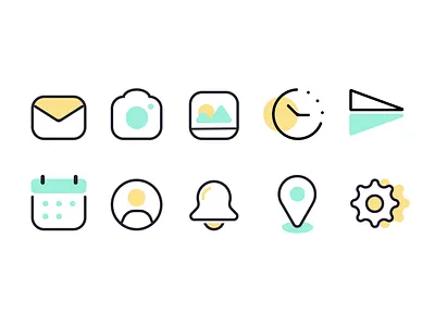 Icon set design flat icon minimal vector