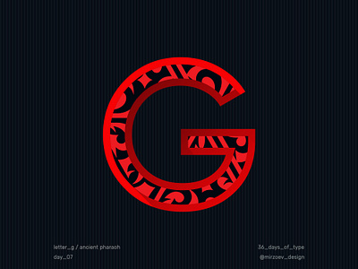 Letter_G 36daysoftype ancient egypt ancientlogo ancientpharaoh black g day07 daydesign glogo letter g letter logo letterdesign redblack redg redlogo