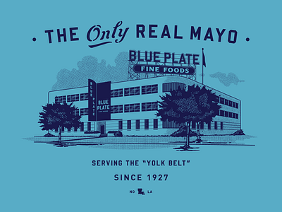 Blue Plate branding building illustration louisiana mayo retro script texture typography vintage