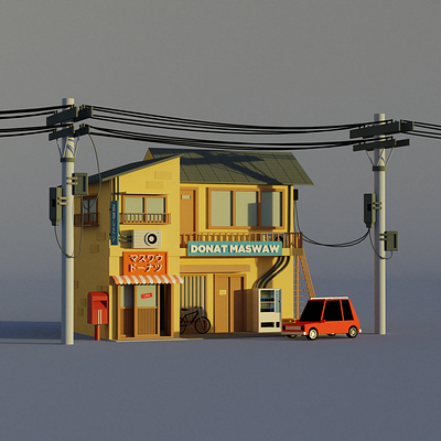 Pastry House 3dmodeling artdirection blender blender 3d blender3d cinema 4d design illustration isometric low poly
