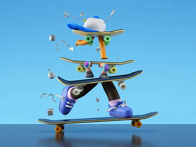 Skate 3d cgi character character design design illustration skate skateboard skateboarding skater