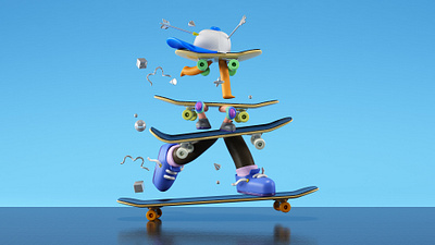 Skate 3d cgi character character design design illustration skate skateboard skateboarding skater