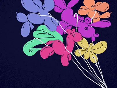 Walking My Balloon Animals balloon balloon animals illustration squeaky texture