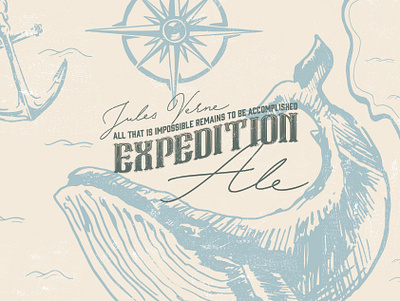 Expedition Ale Logo & Illustration 19th century ale beer beer branding beer label branding design expedition handlettering illustration logo maps packaging sea creatures typography vector