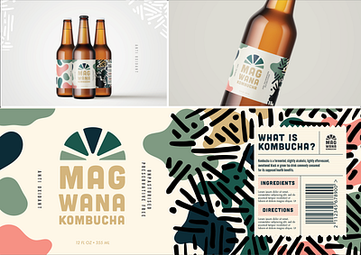 Kombucha brand identity bottle branding glass identity kombucha logodesign packaging pattern