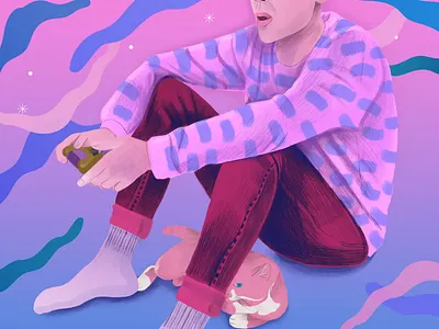 Gamer boy digitalart drawing finland finnish girly illustration ipadpro pink playstation portrait poster print procreate