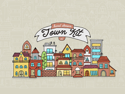 Hand Drawn Town Kit hand drawn illustration town vector