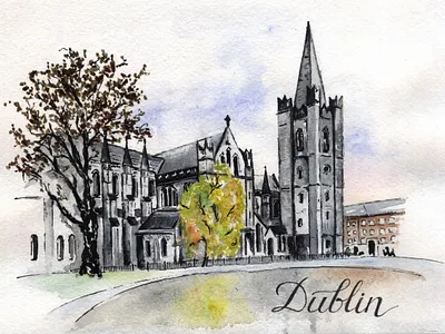Dublin - watercolor illustration art card dublin illustration postcard travel traveling watercolor