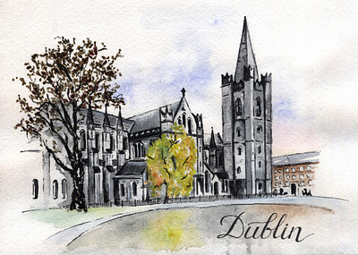 Dublin - watercolor illustration art card dublin illustration postcard travel traveling watercolor