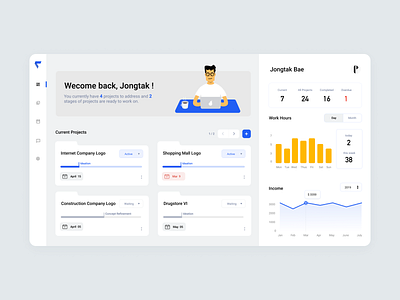 Freelancer Project Management Dashboard app chart dashboard dashboard app data desktop freelancer home page illustration interface management status ui ux