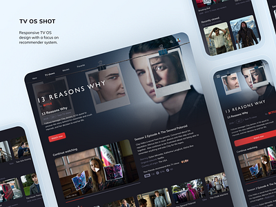 Responsive TV OS App app concept dark design interaction design interface movies responsive smart tv tv app tvos ui ui design ux uxdesign uxui video web