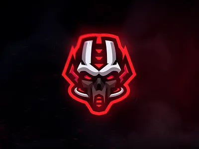 Robot Skull Mascot Logo angry branding design e sports illustration logo mascot mascot logo mecha red robot ronot skull vector white