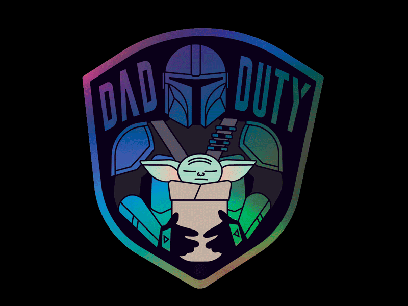 Dad Duty baby yoda dad holographic mandalorian sticker the child