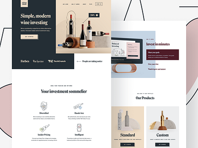 Vinovest Website 3d brand identity branding branding agency branding concept branding design homepage icon iconography illustration investment landing page modern wine wine investment