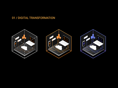 Digital Transformation Color Variations branding design icon illustration isometric isometry landing page ui user experience vector web design