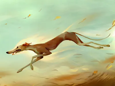Losing Ground art color digital dog flow flowing greyhound illustration painting photoshop race running wind