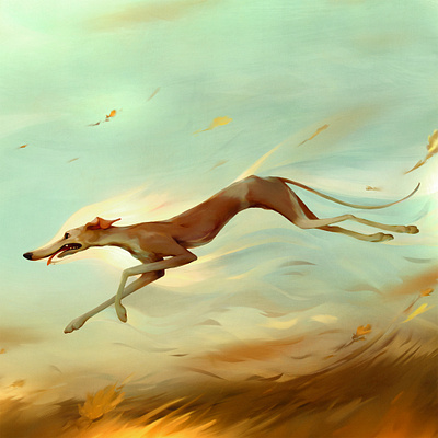 Losing Ground art color digital dog flow flowing greyhound illustration painting photoshop race running wind