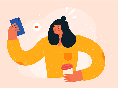 Girl Illustration abstract abstract design coffee coffee break girl hipster illustration inspiration instagram office social media ui vector