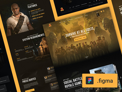 Freebie - Game landing page design download figma freebie game landing landing landing page mockup template template ui ux web webdesign website