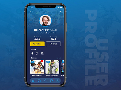 Gamer User Profile Page app design dailyui design gamer profile page ui uidesign user experience user interface user interface design ux