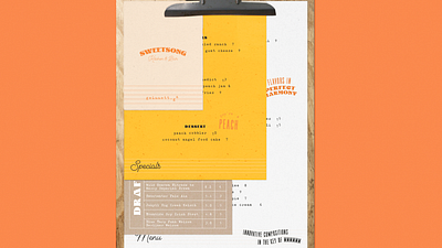 Sweetsong Menu Concept atlanta beer clipboard georgia georgia peach gwinnett menu music peach sheet music song