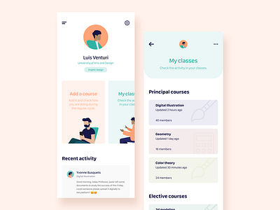 University App app branding clean courses dailyui design flat interface minimal school school app tipography ui university user profile userprofile ux